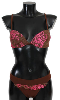 Thumbnail for Chic Pink and Brown Two-Piece Swimsuit