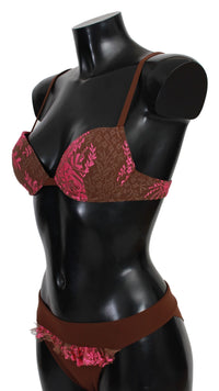 Thumbnail for Chic Pink and Brown Two-Piece Swimsuit