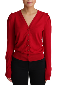 Thumbnail for Deep V-Neck Wool Cardigan with Swarovski Buttons