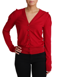 Thumbnail for Deep V-Neck Wool Cardigan with Swarovski Buttons