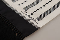 Thumbnail for Black White Silk Polka Dot Print Shawl Fringe Scarf
