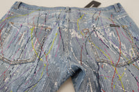 Thumbnail for Blue Cotton Color Splash Print Denim Jeans