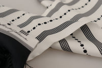 Thumbnail for Black White Silk Polka Dot Print Shawl Fringe Scarf