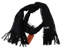 Thumbnail for Elegant Wool Silk Unisex Black Scarf