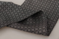 Thumbnail for Black White 100% Silk Geometric Shawl Fringe Scarf