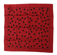 Thumbnail for Elegant Red Polka Dot Silk Square Scarf