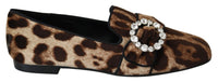 Thumbnail for Leopard Print Crystal Embellished Loafers