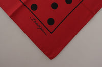 Thumbnail for Elegant Red Polka Dot Silk Square Scarf