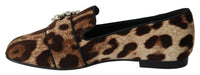 Thumbnail for Leopard Print Crystal Embellished Loafers