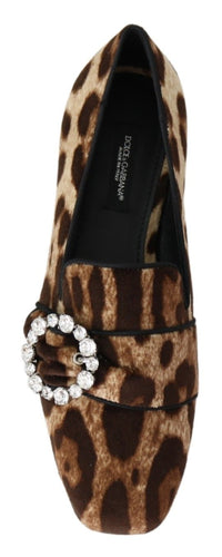 Thumbnail for Leopard Print Crystal Embellished Loafers