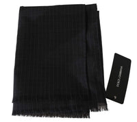Thumbnail for Elegant Gray Striped Wool Men's Scarf