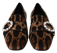 Thumbnail for Leopard Print Crystal Embellished Loafers