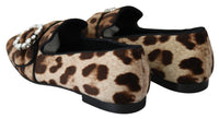 Thumbnail for Leopard Print Crystal Embellished Loafers