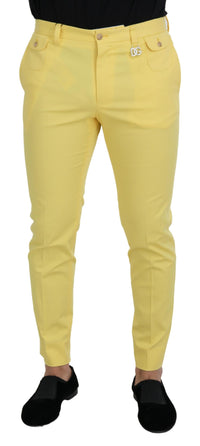 Thumbnail for Yellow Cotton Slim Fit Men Pants