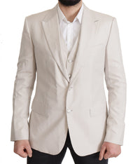 Thumbnail for Elegant Light Gray Silk Blend Suit Jacket Set