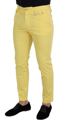 Thumbnail for Yellow Cotton Slim Fit Men Pants