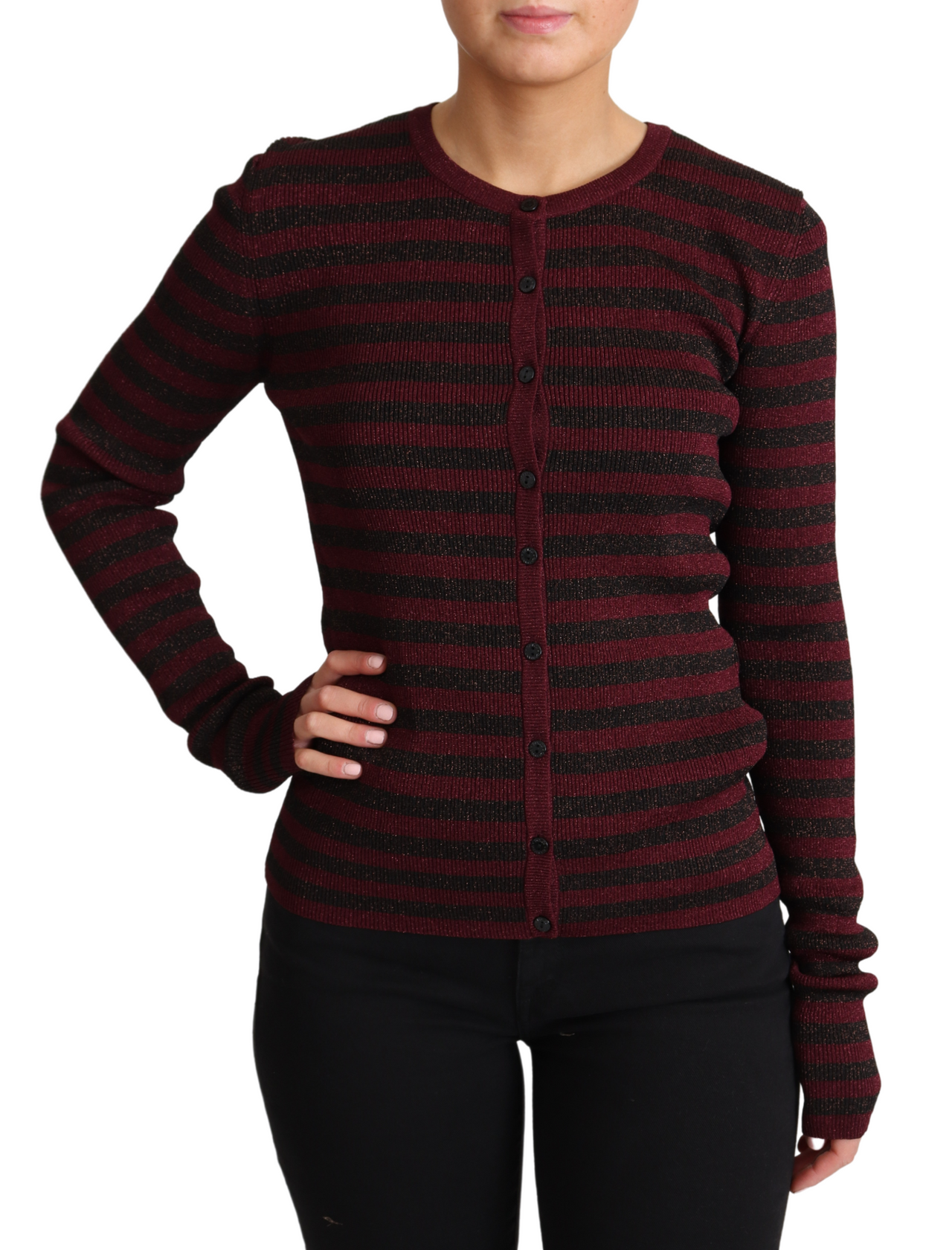 Elegant Striped Viscose Cardigan