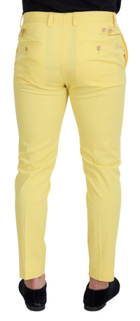 Thumbnail for Yellow Cotton Slim Fit Men Pants