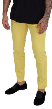 Thumbnail for Yellow Cotton Slim Fit Men Pants