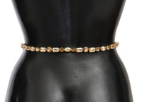 Thumbnail for Champagne Crystal Embellished Leather Belt