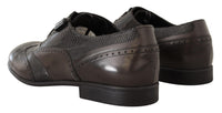 Thumbnail for Elegant Brown Lizard Leather Oxford Shoes