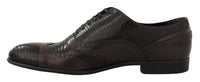 Thumbnail for Elegant Brown Lizard Leather Oxford Shoes