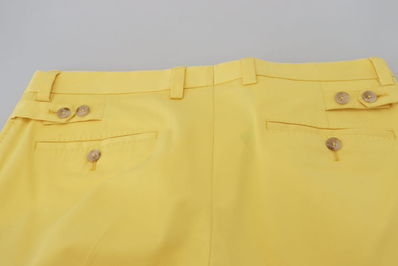 Yellow Cotton Slim Fit Men Pants