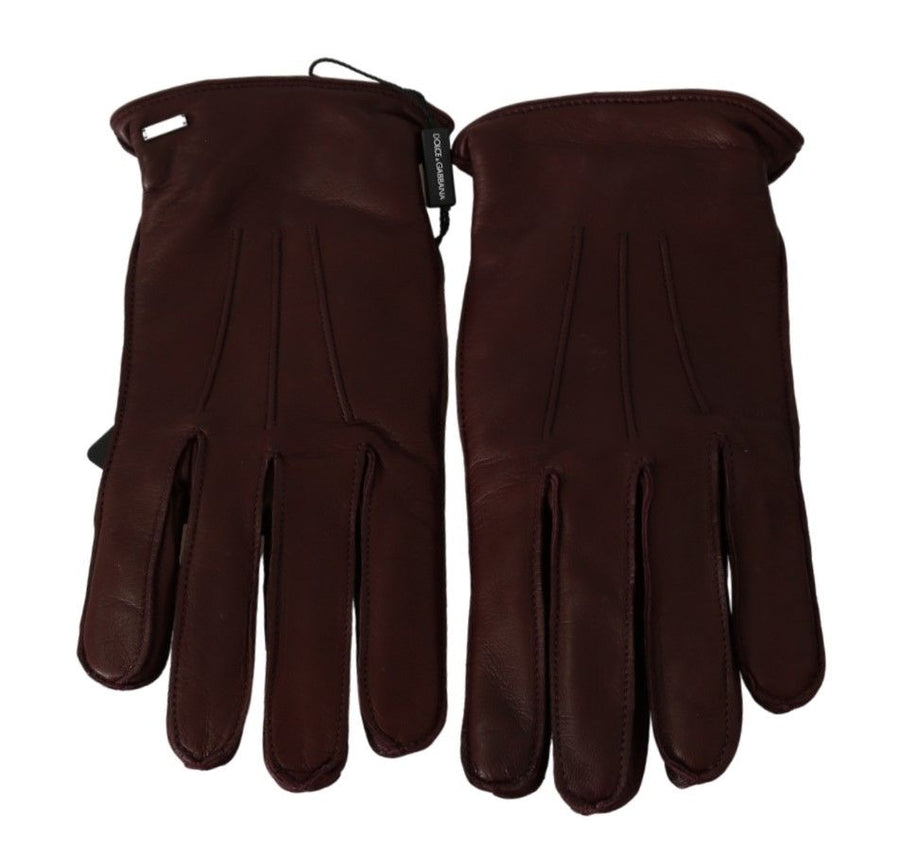 Elegant Maroon Wrist-Length Lambskin Gloves