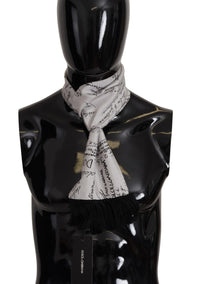 Thumbnail for White Silk DG Logo Letter Print Shawl Fringe Scarf