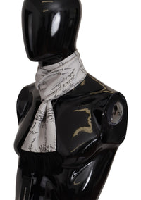 Thumbnail for White Silk DG Logo Letter Print Shawl Fringe Scarf