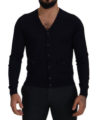 Thumbnail for Elegant Virgin Wool Cardigan Sweater in Blue