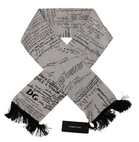 Thumbnail for White Silk DG Logo Letter Print Shawl Fringe Scarf