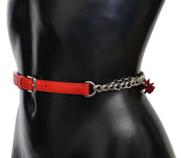 Thumbnail for Elegant Floral Rose Waist Belt in Vibrant Red