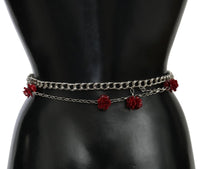 Thumbnail for Elegant Floral Rose Waist Belt in Vibrant Red