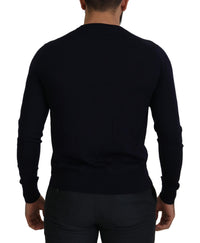 Thumbnail for Elegant Virgin Wool Cardigan Sweater in Blue