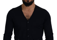 Thumbnail for Elegant Virgin Wool Cardigan Sweater in Blue