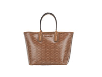 Thumbnail for Jodie Small Jacquard Logo Recycled Polyester Tote Handbag Luggage Brown