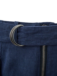 Thumbnail for Chic Oversize Linen Denim Effect Trousers