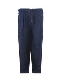 Thumbnail for Elegant Blue Linen Zip Bottom Trousers