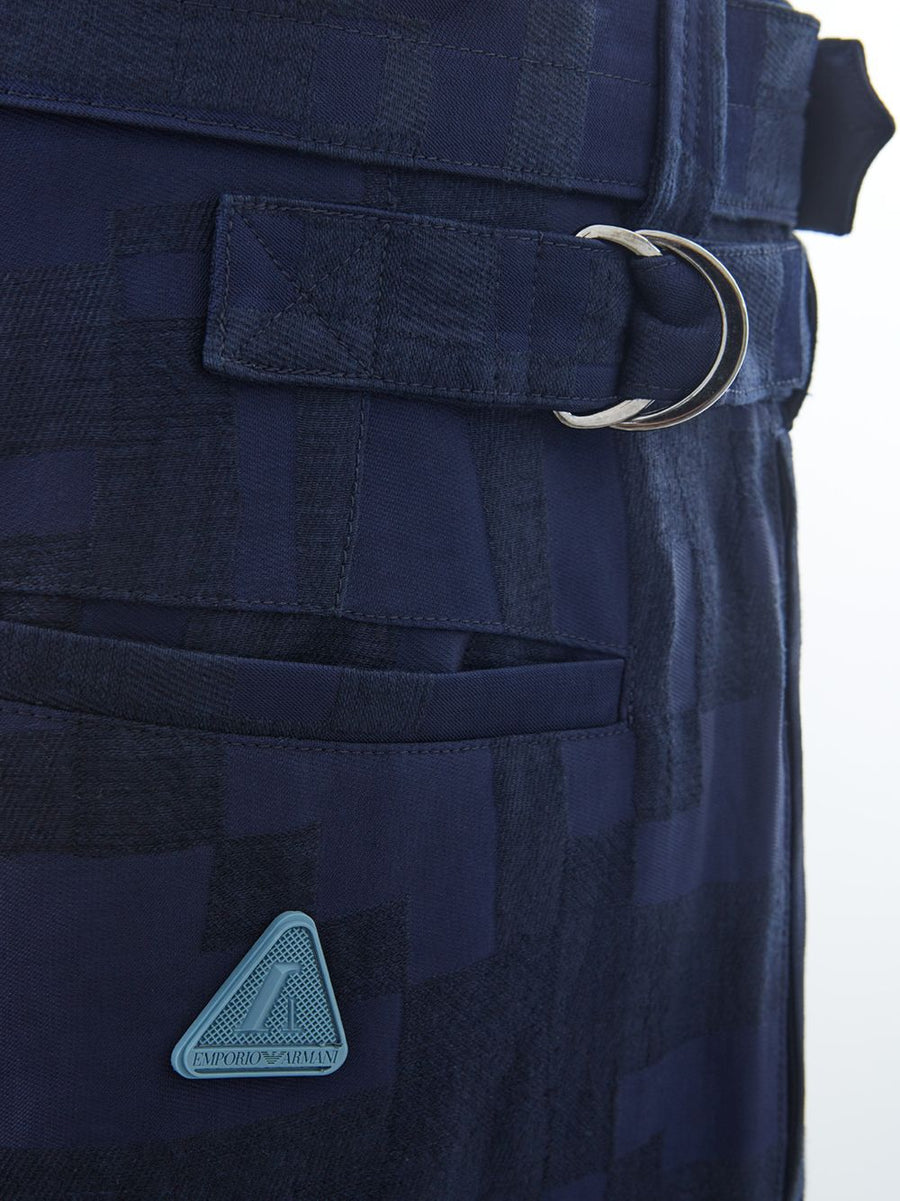 Elegant Blue Linen Zip Bottom Trousers