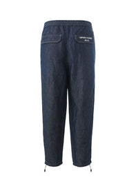 Thumbnail for Elegant Blue Cotton Trousers with Logo Detail