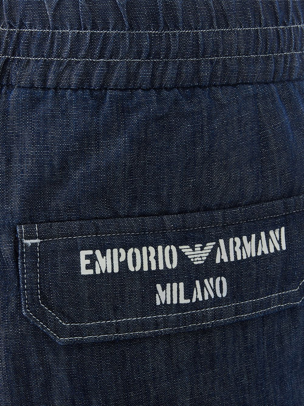 Elegant Blue Cotton Trousers with Logo Detail