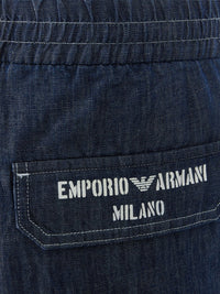 Thumbnail for Elegant Blue Cotton Trousers with Logo Detail