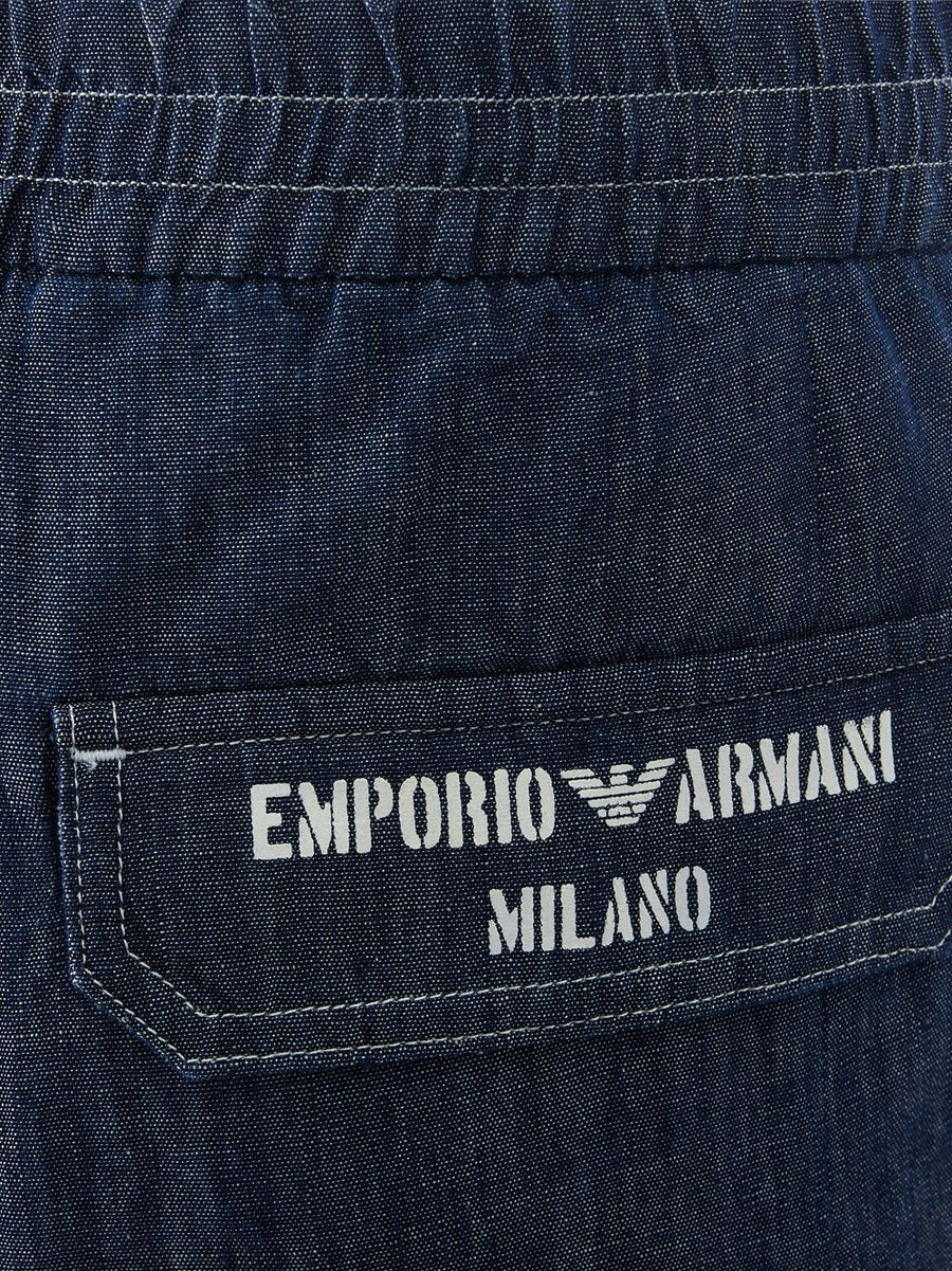 Elegant Blue Cotton Trousers with Logo Detail