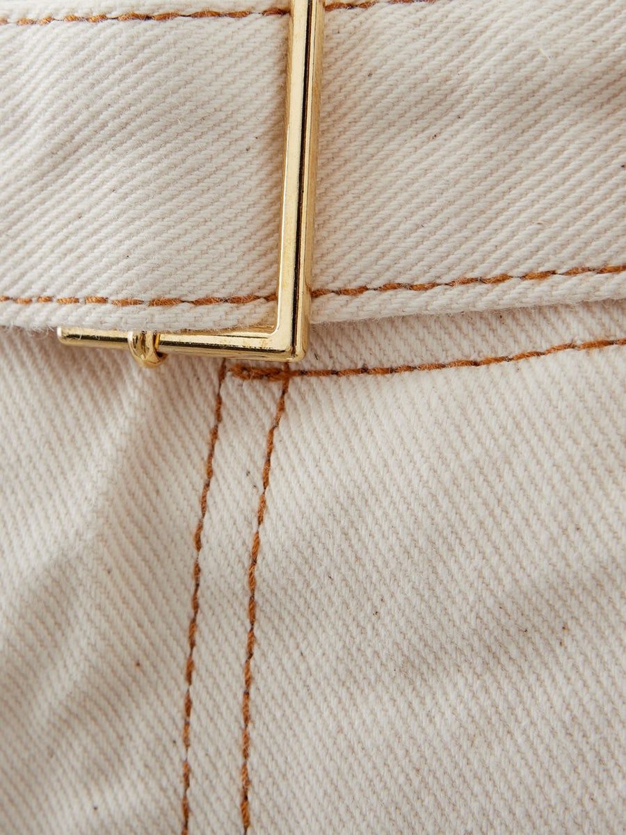 Chic Ivory Loose Fit Denim Pants