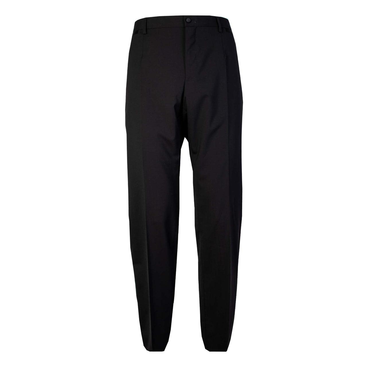 Elegant Black Wool Tuxedo Trousers