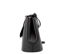 Thumbnail for Lorne Small Black Pebbled Leather Bucket Crossbody Handbag Purse