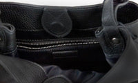 Thumbnail for Lorne Small Black Pebbled Leather Bucket Crossbody Handbag Purse