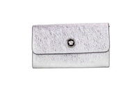 Thumbnail for Small Metallic Silver Lamb Leather Medusa Clutch Crossbody Wallet Bag