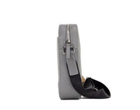 Thumbnail for Thornton Small Grey Embossed Logo Grainy Leather Crossbody Handbag